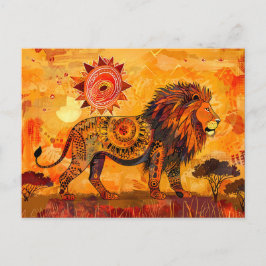Portrait des afrikanischen Löwen im Stammesstil Feiertagspostkarte