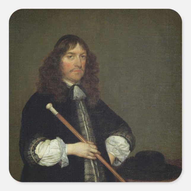 Portrait des Bürgermeisters Quadratischer Aufkleber (Vorderseite)