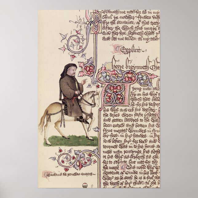 Portrait des Faksimiles von Geoffrey Chaucer von Poster (Vorne)