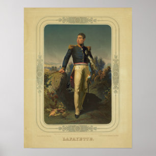 Portrait des französischen General Marquis de Lafa Poster