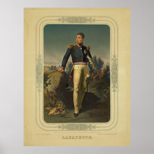 Portrait des französischen General Marquis de Lafa Poster (Vorne)