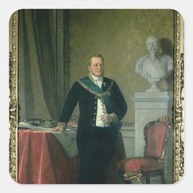 Portrait des Grafen Camillo Berso von Cavour Quadratischer Aufkleber (Vorderseite)