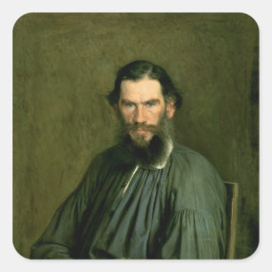 Portrait des Grafen Lev Nikolajewitsch Tolstoi 187 Quadratischer Aufkleber