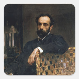Portrait des Künstlers Isaak Ilyich Levitan Quadratischer Aufkleber