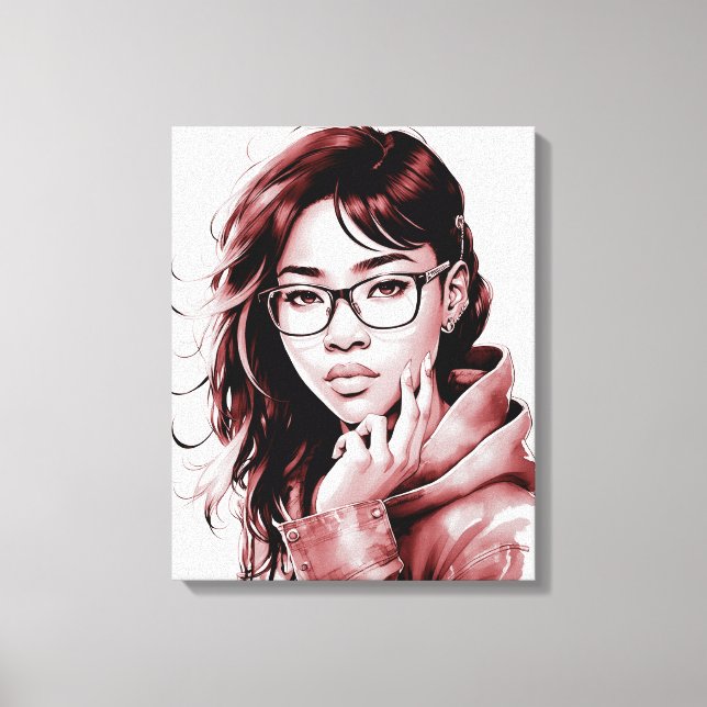 Portrait des Mädchens mit Brille Canvas Print Leinwanddruck (Vorderseite)