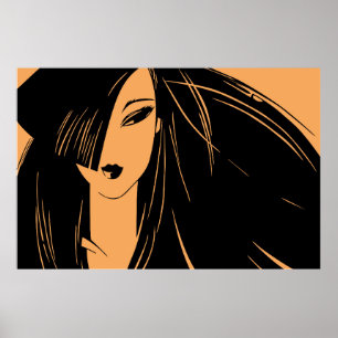 Portrait des Mädchens mit entlassenen Haaren Poster