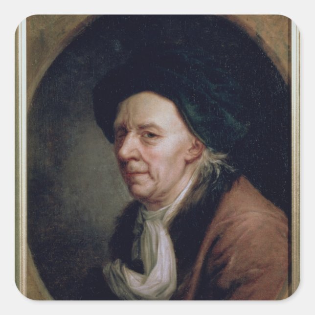 Portrait des Mathematikers Leonard Euler Quadratischer Aufkleber (Vorderseite)