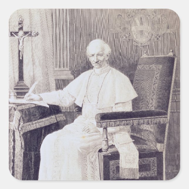 Portrait des Papstes Leo XIII Quadratischer Aufkleber (Vorderseite)