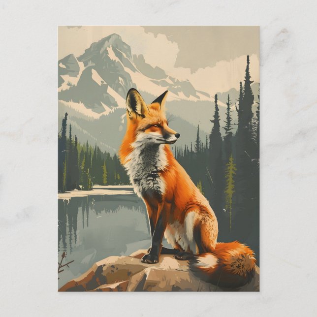 Portrait des Roten Fox Postkarte (Vorderseite)