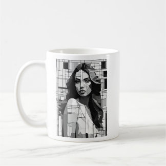 Portrait d'une femme Amazon de la mode en noir Kaffeetasse