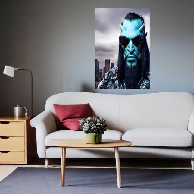 Portrait einer blauen Alien mit Sonnenbrille | Art Poster (Von Creator hochgeladen)