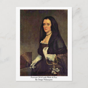 Portrait einer Dame mit einem Ventilator von Diego Postkarte