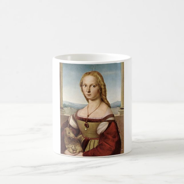 Portrait einer Dame mit Einhorn (von Raphael) Kaffeetasse (Mittel)