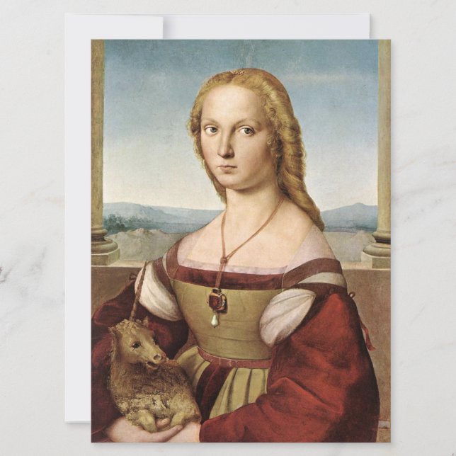 Portrait einer Dame mit Einhorn (von Raphael) Karte (Vorderseite)