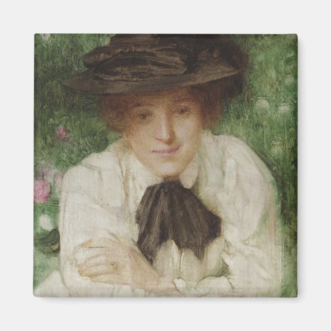 Portrait einer Edwardian Lady (Vintage Kunst) Magnet (Vorne)