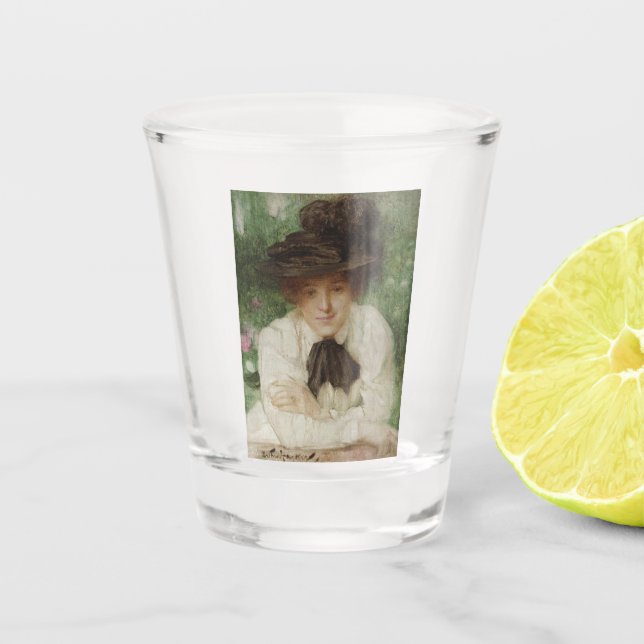 Portrait einer Edwardian Lady (Vintage Kunst) Schnapsglas (Vorderseite)