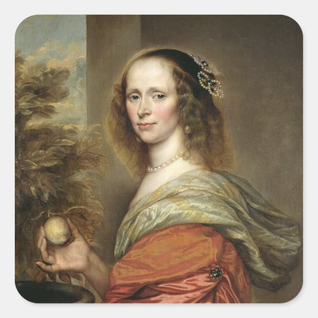 Portrait einer Frau 2 Quadratischer Aufkleber (Vorderseite)