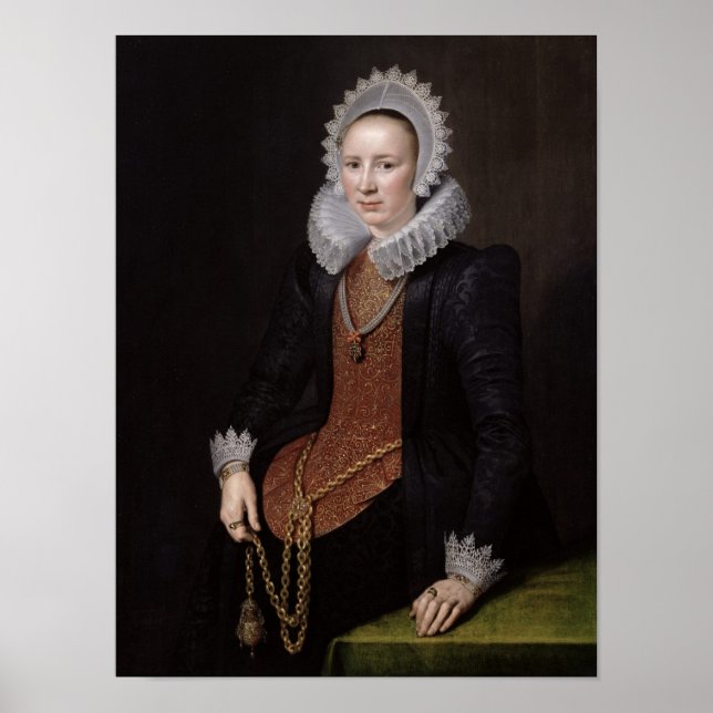 Portrait einer Frau im Alter von 29, 1615 Poster (Vorne)