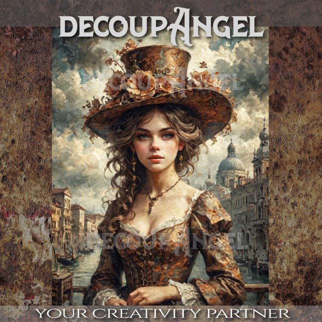 Portrait einer Frau in Venedig - Dekoupage - Seidenpapier (Von Creator hochgeladen)