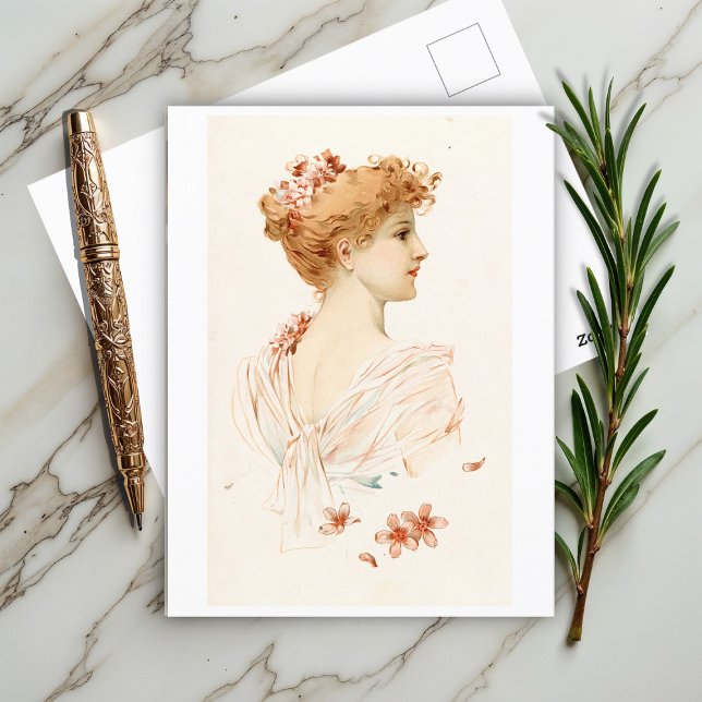Portrait einer Frau, Louis Prang Postkarte (Von Creator hochgeladen)