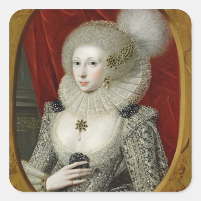 Portrait einer Frau, möglicherweise Frances Cotton Quadratischer Aufkleber (Vorderseite)