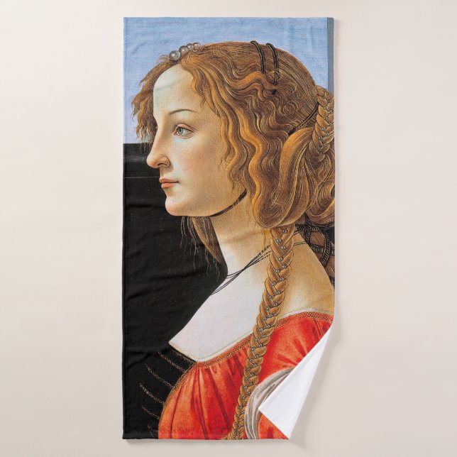 Portrait einer Frau, Sandro Botticelli Badehandtuch (Badehandtuch)