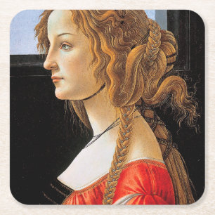Portrait einer Frau, Sandro Botticelli Rechteckiger Pappuntersetzer