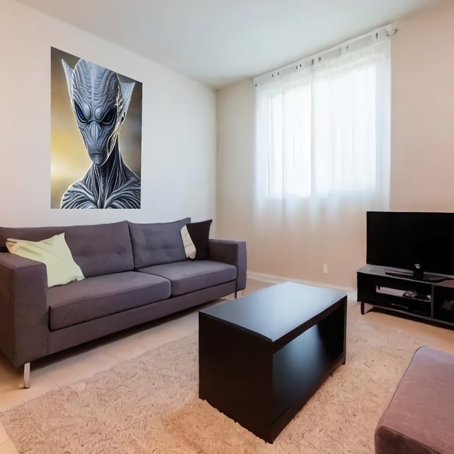 Portrait einer grauen Alien | AI Art Poster (Von Creator hochgeladen)