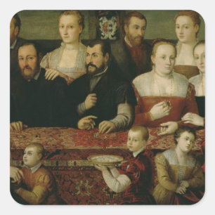 Portrait einer großen Familie Quadratischer Aufkleber