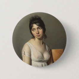 Portrait einer jungen Frau in Weiß Button