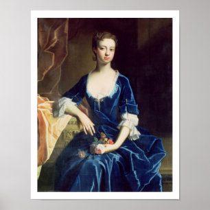 Portrait einer Lady in einem blauen Samtkleid (Öl  Poster