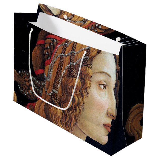 Portrait einer Lady, Sandro Botticelli Grosses Ges Große Geschenktüte (Vorderseite Schrägansicht)