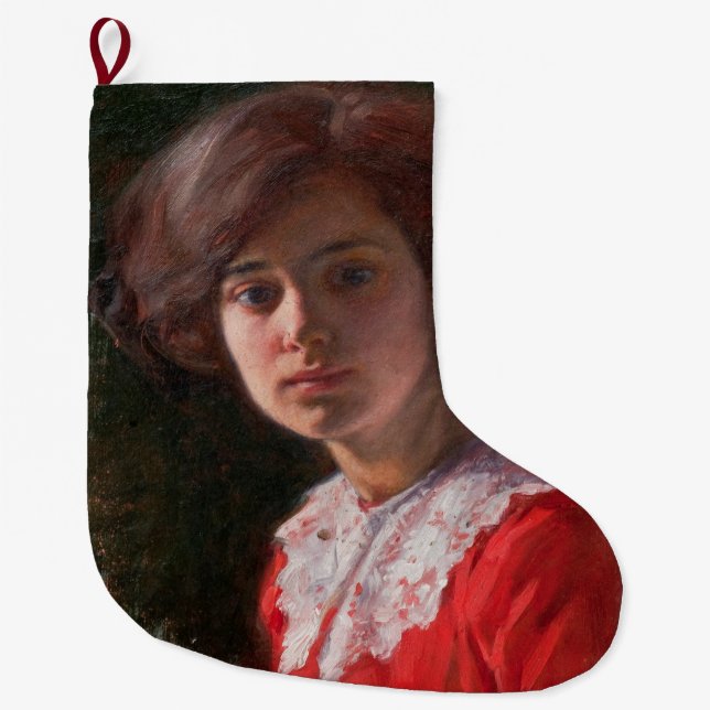 Portrait einer Lady (von Elin Danielson-Gambogi) Großer Weihnachtsstrumpf (Vorderseite)