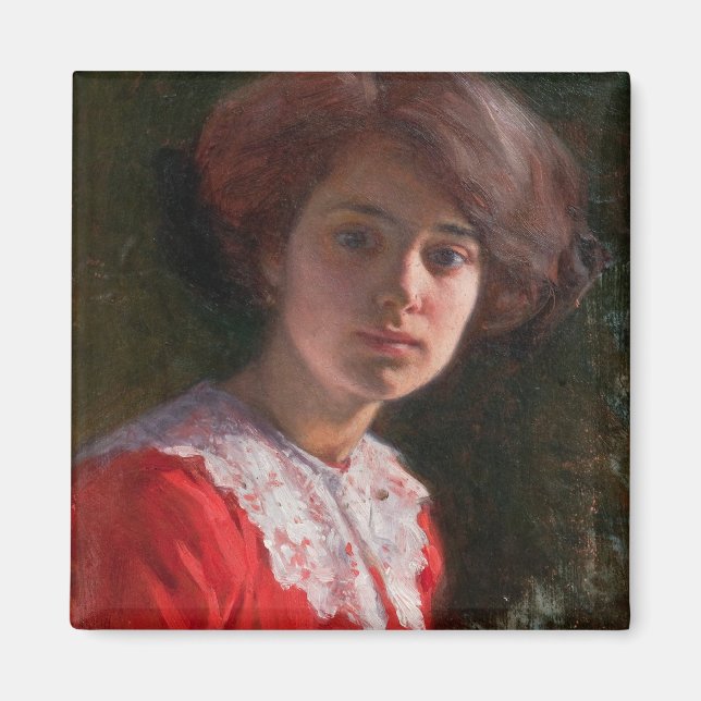Portrait einer Lady (von Elin Danielson-Gambogi) Magnet (Vorne)
