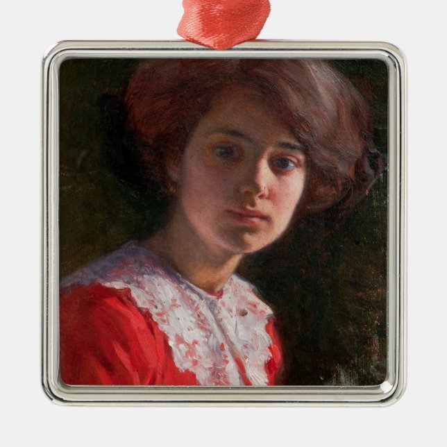 Portrait einer Lady (von Elin Danielson-Gambogi) Ornament Aus Metall (Vorne)