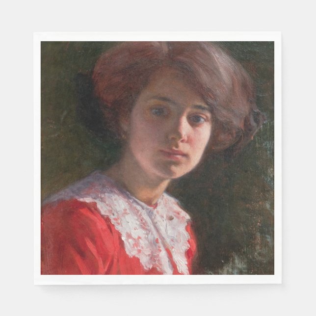 Portrait einer Lady (von Elin Danielson-Gambogi) Serviette (Vorderseite)