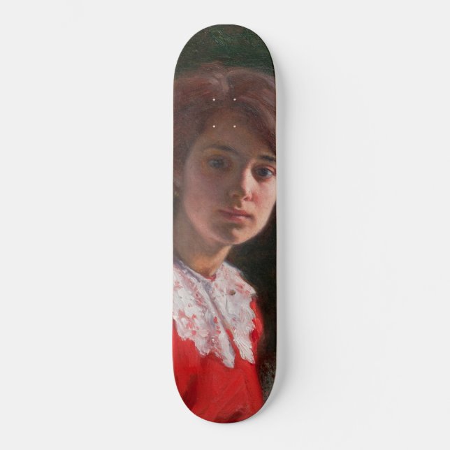 Portrait einer Lady (von Elin Danielson-Gambogi) Skateboard (Vorderseite)