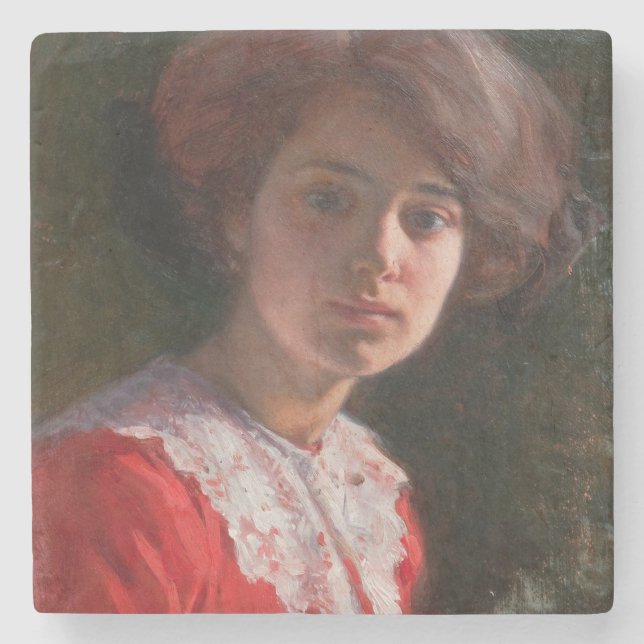 Portrait einer Lady (von Elin Danielson-Gambogi) Steinuntersetzer (Vorderseite)