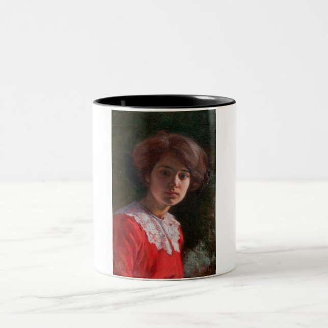 Portrait einer Lady (von Elin Danielson-Gambogi) Zweifarbige Tasse (Mittel)