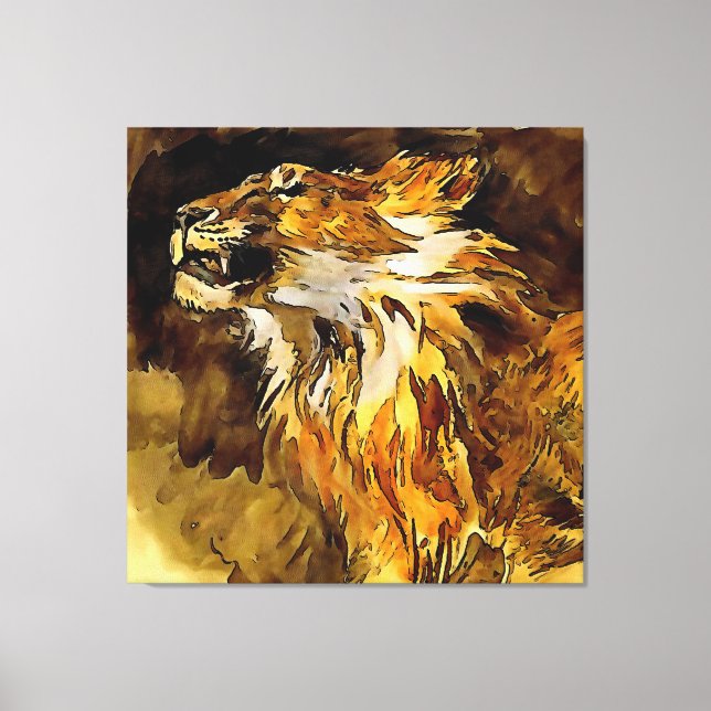 Portrait einer Lion-Acrylmalerei Leinwanddruck (Vorderseite)
