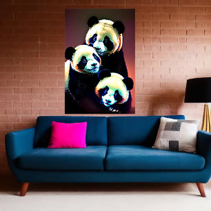 Portrait einer Panda-Familie   Art der AI Poster