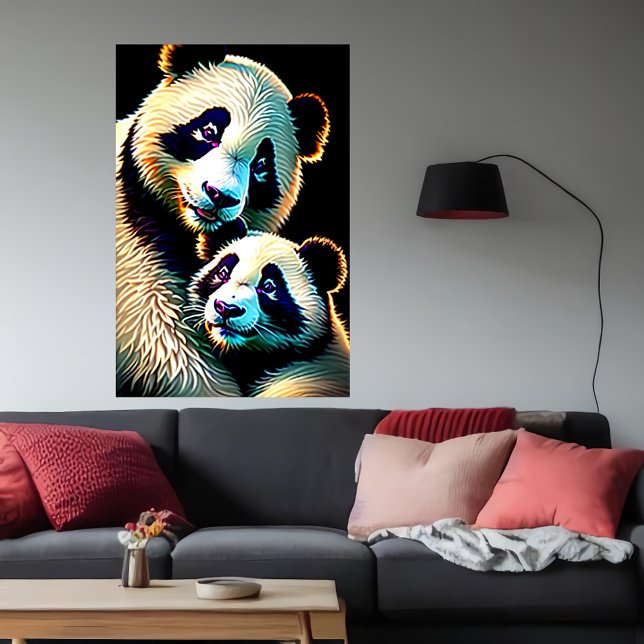 Portrait einer Panda Mutter und eines Kindes | Art Poster (Von Creator hochgeladen)