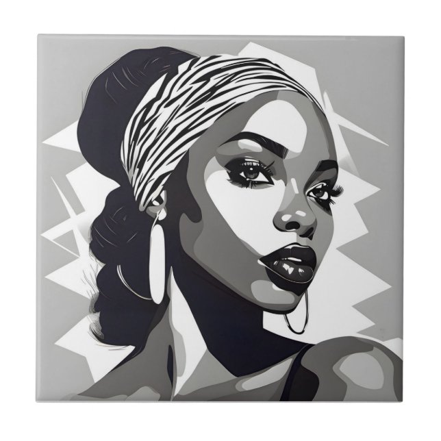 Portrait einer schwarzen Frau Fliese (Vorderseite)