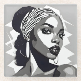 Portrait einer schwarzen Frau Glasuntersetzer