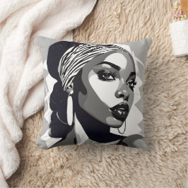 Portrait einer schwarzen Frau Kissen