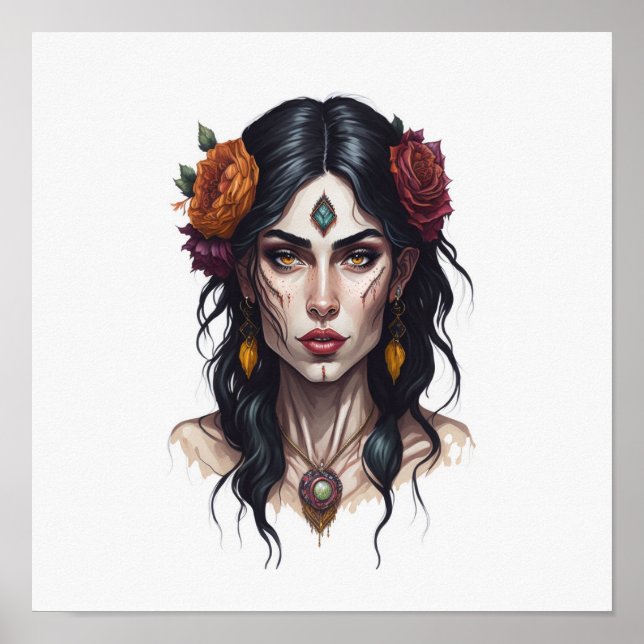 Portrait einer Sinti und Roma-Frau Poster (Vorne)