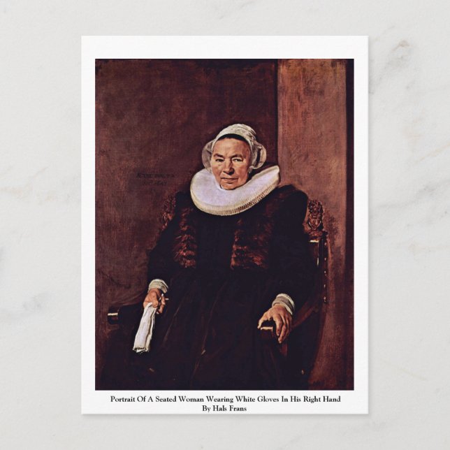 Portrait einer sitzenden Frau mit weißen Handschuh Postkarte (Vorderseite)