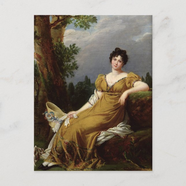 Portrait einer sitzenden Frau Postkarte (Vorderseite)