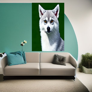 Portrait eines Alaskan Klee Kai AI Art Poster