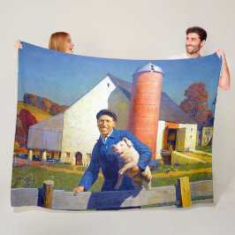 Portrait eines Bauern Farm Life NC Wyeth 1943 Fleecedecke